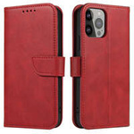 Brieftaschen-Hülle mit Ständer für iPhone 15 Pro Max Magnethülle – Rot