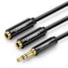 Ugreen kabel przewód rozdzielacz słuchawkowy 3,5 mm mini jack AUX 25cm czarny (20816)