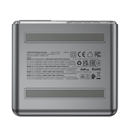 Wielofunkcyjny adapter Acefast Z4 PD 218W GaN 3 x USB-C + USB-A z 4 portami - szary