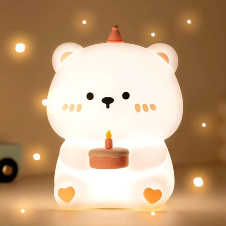 Lampka nocna Urodzinowy Miś Art Deco dotykowy