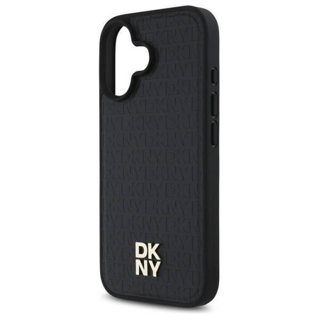 Original Case IPHONE 16 DKNY Hardcase Repeat Pattern Stack Logo MagSafe (DKHMP16SPSHRPSK) black