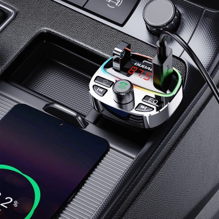 Dudao R2PRO+ Sender mit PD25W Bluetooth 5.3 RGB-Ladeanschlüssen - Schwarz und Silber