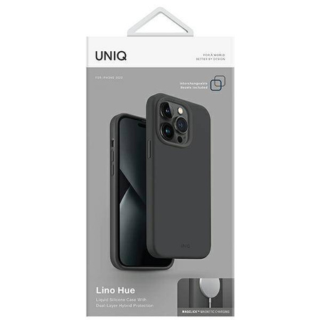 Uniq Hülle Lino Hue iPhone 14 Plus 6.7&quot; Magclick Charging grau/anthrazit
