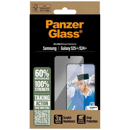 PanzerGlass Ultra-Wide Fit Tempered Glass for Samsung Galaxy S25+