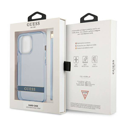 Etui IPHONE 13 PRO Guess Hardcase Translucent Stap (GUHCP13LHTSGSB) niebieskie