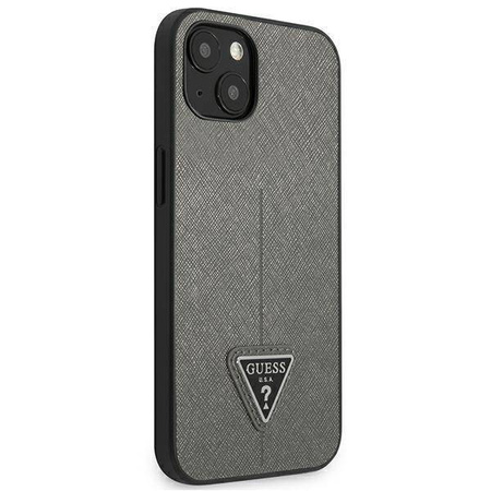 Original Case IPHONE 13 MINI Guess Hardcase Saffianotriangle Logo (GUHCP13SPSATLG) silver
