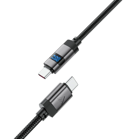 Acefast C15-04 USB-C - USB-C-Kabel mit Display 480Mb/s 66W 1,2m - Schwarz