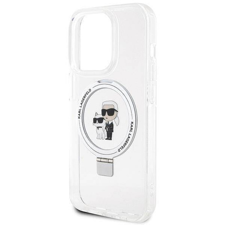 Original Case IPHONE 14 PRO MAX Karl Lagerfeld Hardcase Ring Stand Karl&Choupettte MagSafe (KLHMP14XHMRSKCH) white