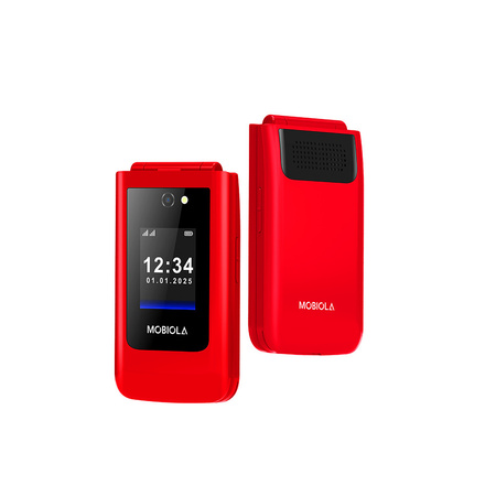 TELEFON GSM MOBIOLA  KLAPKĄ CZERWONY TLEFON DLA SENIORA MB4600 4G