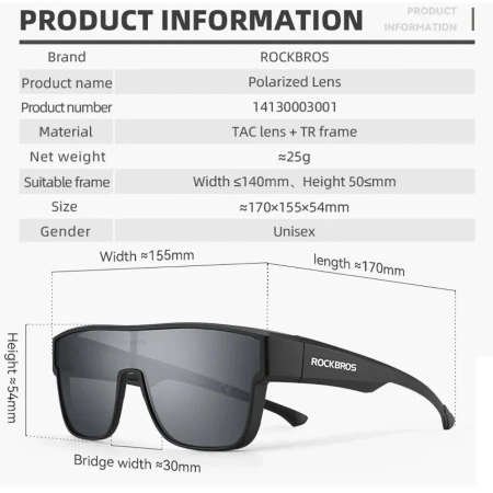 Rockbros SP304 Polarized Cycling Glasses - Black