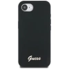 Guess Silicone Script Metal Logo MagSafe iPhone 16e Case - Black