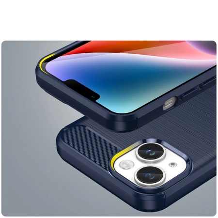 Carbon Case iPhone 14 Hülle flexible Gel Rückseite blau