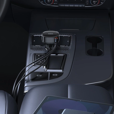 Baseus Enjoyment USB-C-Autoladegerät mit USB-C/ Lightning -60-W-Kabel – Schwarz