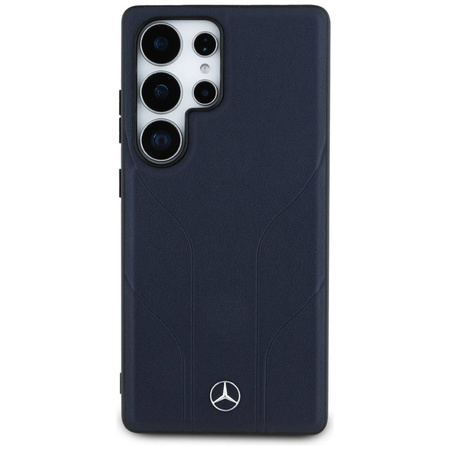 Etui SAMSUNG GALAXY S25 ULTRA Mercedes AMG Hardcase Leather Debossed Lines MagSafe granatowe