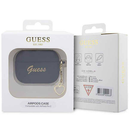 Guess GUAP2LSCHSK AirPods Pro 2 cover black/black Silicone Charm Heart Collection