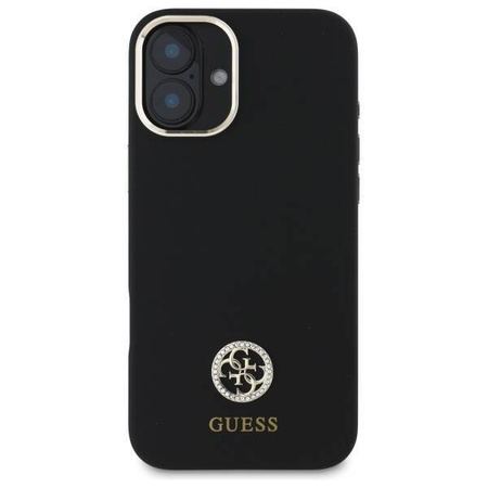 Original Handyhülle IPHONE 16 Guess Hardcase Silicone Logo Strass 4G (GUHCP16SM4DGPK) schwarz