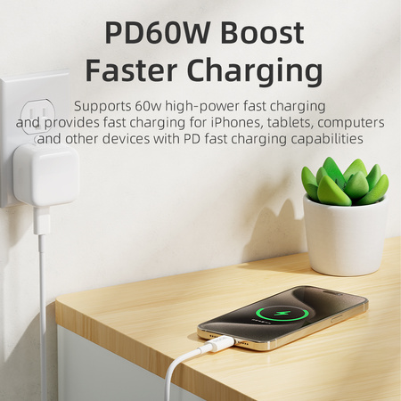 Rock Kabel P8 Basic Series - Typ C na Typ C - PD 60W 3A 1 metr biały