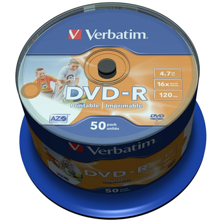Płyta DVD-R Verbatim 4.7GB 16x AZO do    druku 50szt 43533