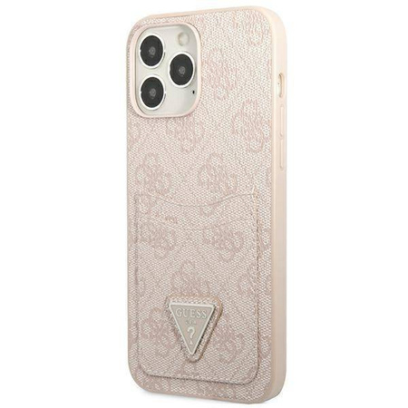 Schutzhülle IPHONE 13 PRO Guess Hardcase 4G Triangle Logo Cardslot (GUHCP13LP4TPP) rosa