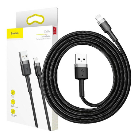 Baseus Cafule Cable - Kabel połączeniowy USB do Lightning, 1.5 A, 2 m (szary/czarny)