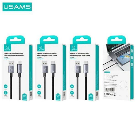 USAMS USB to USB-C cable 3A 0.25m Fast Charging steel/tarnish SJ680USB01 (US-SJ680)