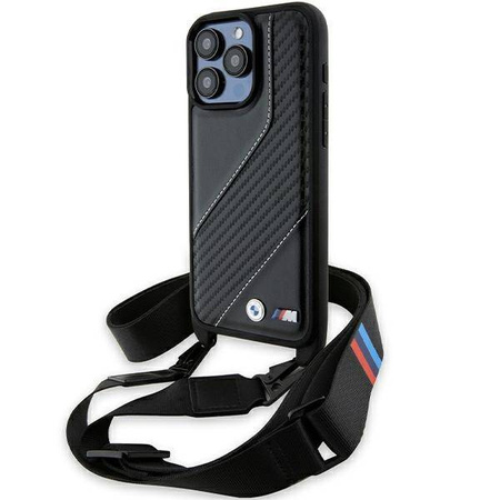BMW M Edition Carbon Stripe &amp; Strap Hülle für iPhone 15 Pro – Schwarz