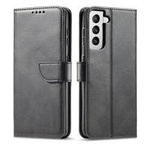 Magnet Case Elegante Schutzhülle mit Überschlag und Standfunktion für Samsung Galaxy S22 Ultra schwarz