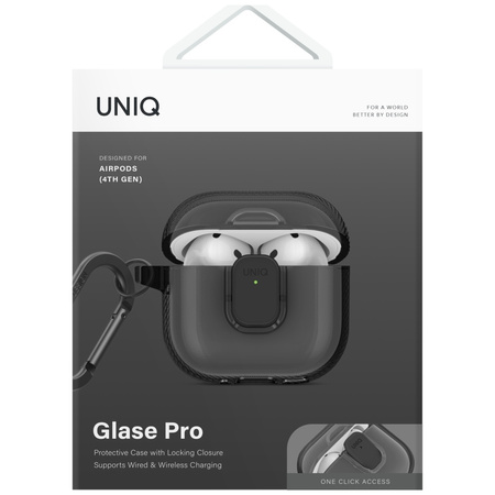 Etui UNIQ Glase Pro do AirPods 4 Lock    Case dymny