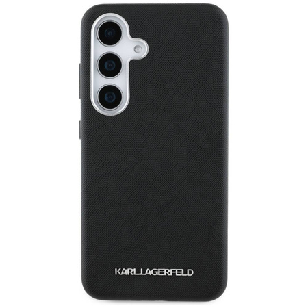 Original Handyhülle SAMSUNG GALAXY S25 Karl Lagerfeld Saffiano Full Wrapped Elongated Metal Logo MagSafe schwarz