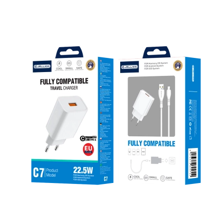JELLICO Netz-Ladegerät C7 22.5W 1xUSB QC3.0 + Kabel USB-C weiss