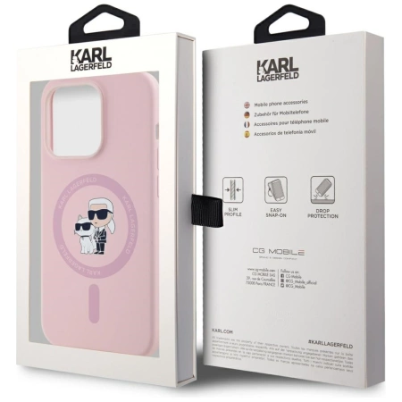 Karl Lagerfeld Silicone Karl&amp;Choupette MagSafe Case for iPhone 14 Pro Max - Pink