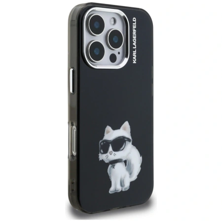 Etui Karl Lagerfeld IML Aquarelle Choupette & Logo na iPhone 16 Pro Max - czarne