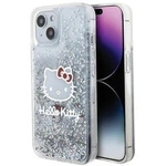 Etui Hello Kitty Liquid Glitter Charms Kitty Head na iPhone 14 - srebrne