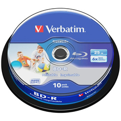 Płyta BD-R Verbatim SL Printable         Datalife 6X 25GB 10szt 43804