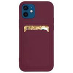 Card Case silicone wallet case with card holder documents for Samsung Galaxy A22 4G burgundy