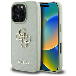 Schutzhülle IPHONE 16 PRO MAX Guess Grained Big 4G Logo Small Classic Logo grün