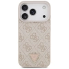 Etui Guess Leather 4G Triangle Strass MagSafe na iPhone 17 Pro - różowe
