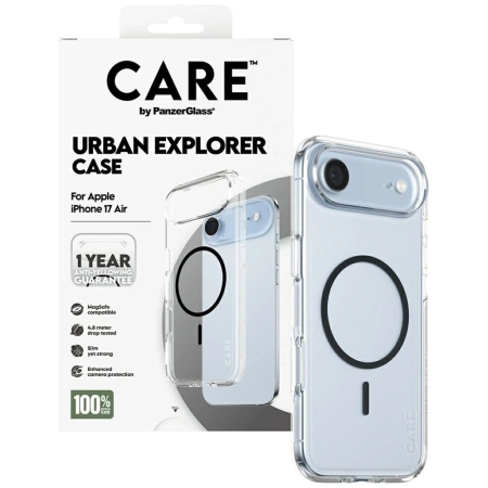 Etui CARE by PanzerGlass Flagship Urban Explorer w. Black MagSafe na iPhone Air - przezroczyste