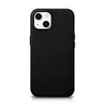 iCarer Litchi Premium Leather Case iPhone 14 Magnetic Leather Case with MagSafe Black (WMI14220709-BK)