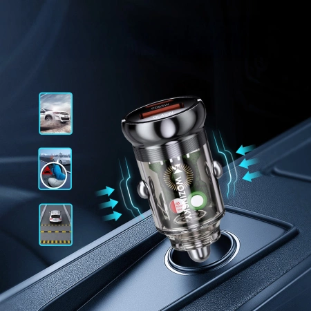 Wozinsky 65W Autoladegerät USB-C PD 65W / USB-A 45W QC 3.0 - Schwarz