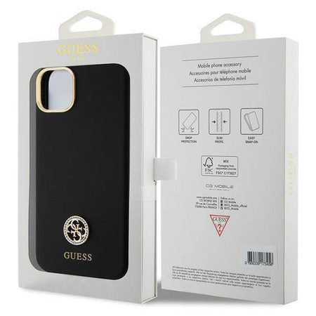 Original Case APPLE IPHONE 15 PLUS Guess Hardcase Silicone Logo Strass 4G (GUHCP15M4DGPK) black