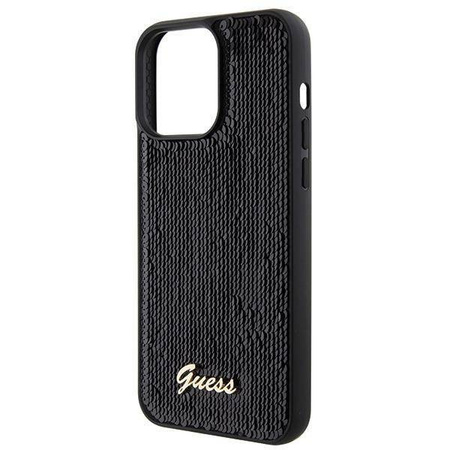 Guess Sequin Script Metal case for iPhone 15 Pro Max - black