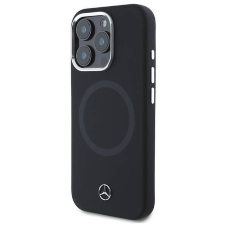 Original Handyhülle IPHONE 16 PRO MAX Mercedes Hardcase Silicone Tonal Logo MagSafe (MEHMP16X23SUTTK) schwarz