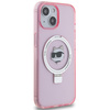 Karl Lagerfeld KLHMP15SHMRSCHP iPhone 15 6,1" rosa/rosa Hardcase Ringständer Choupette Head MagSafe