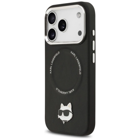 Karl Lagerfeld Choupette Pin MagSafe Case für iPhone 17 Pro Max - Schwarz