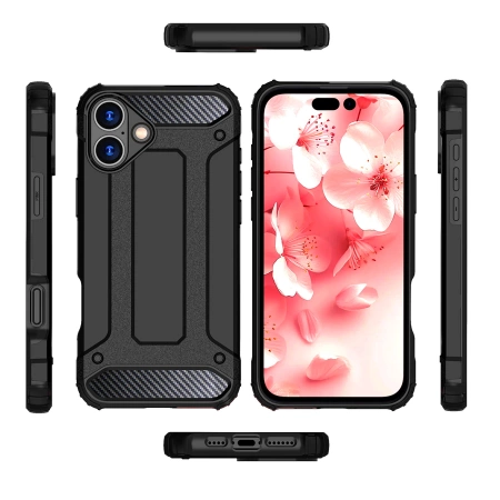 Hybrid Armor Panzerhülle für iPhone 16 Plus – Schwarz
