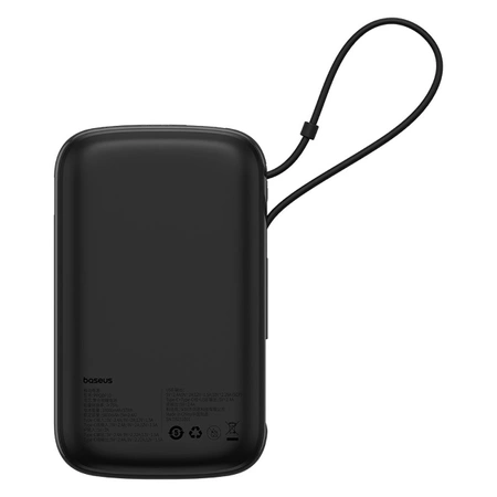 Baseus Qpow Pro+ 10000mAh 22.5W powerbank with built-in USB-C cable and display - black