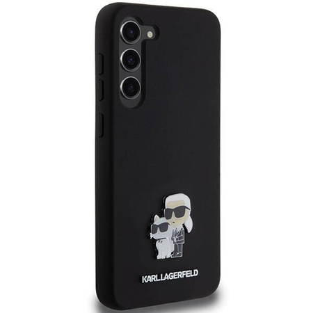 Oryginalne Etui KARL LAGERFELD hardcase Silicone Karl&Choupette Metal Pin KLHCS24MSMHKCNPK do Samsung Galaxy S24 Plus czarny