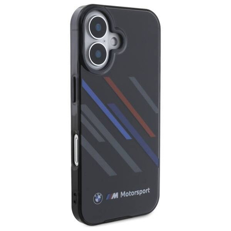 Original Handyhülle IPHONE 16 PLUS BMW Hardcase Motosport IML Random Stripes (BMHCP16M23HTRAK) schwarz