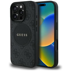 Oryginalne Etui IPHONE 16 PRO Guess 4G Circle Classic Logo MagSafe czarne